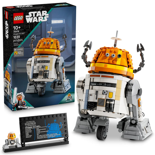 LEGO Star Wars Ahsoka Chopper detailed model ready to display.