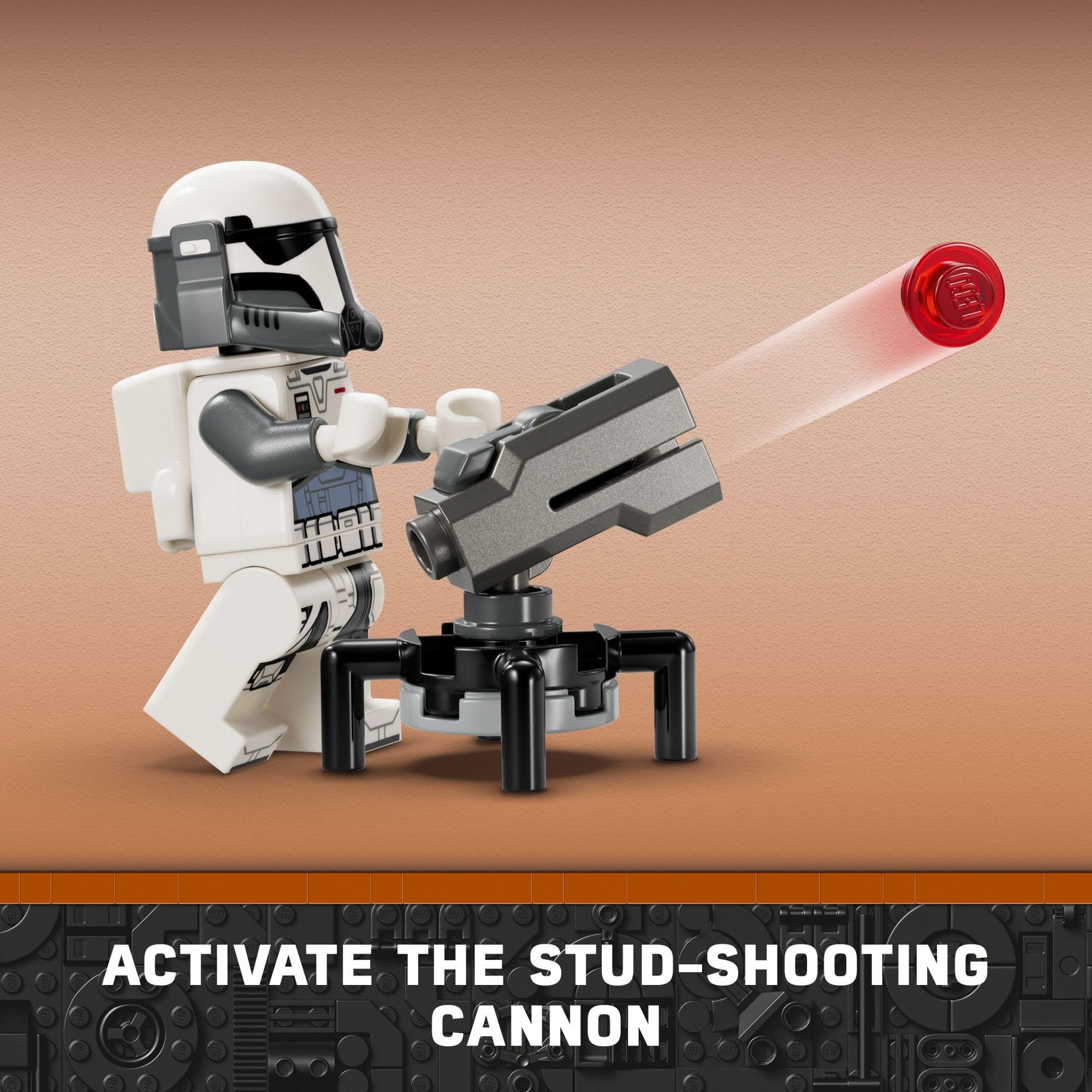 LEGO blaster pistols and accessories enhance action-packed Star Wars adventures.