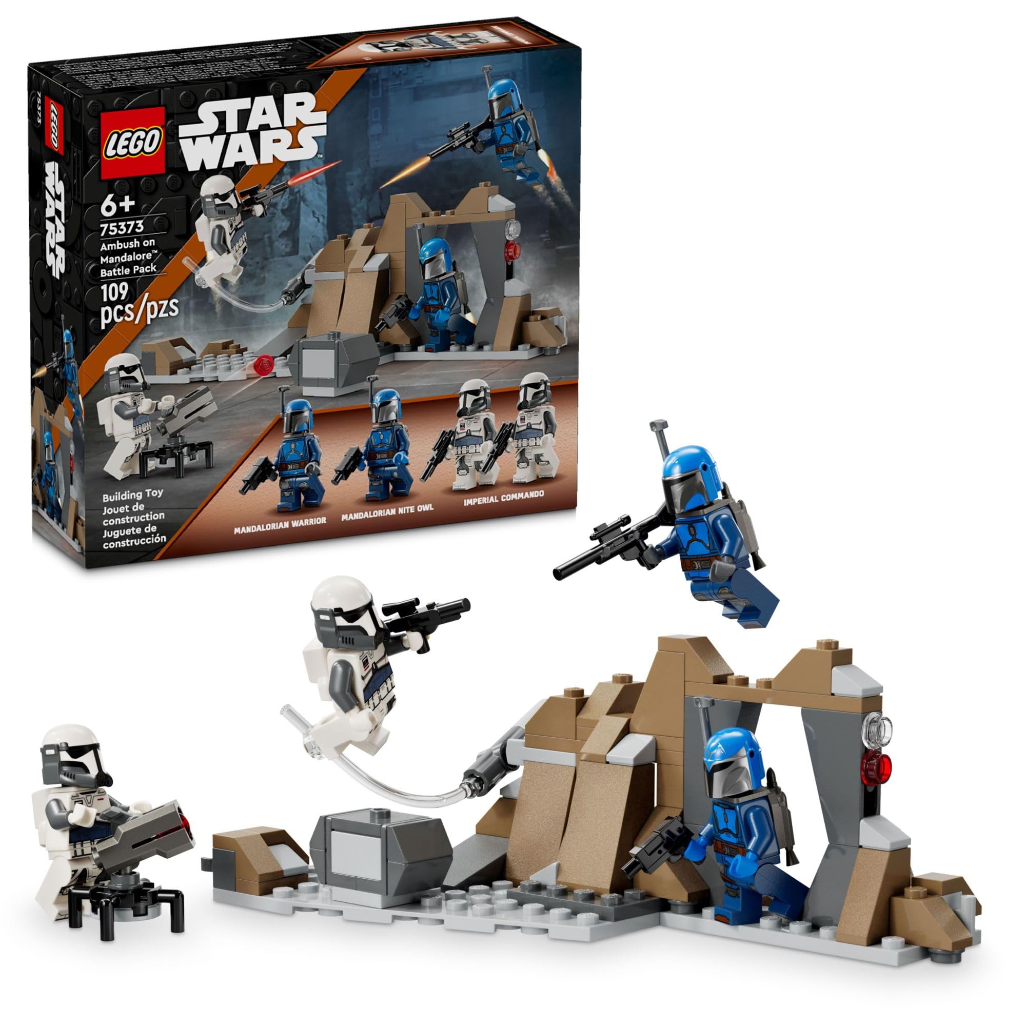 LEGO Star Wars Ambush on Mandalore rock cave scene encourages imaginative play and storytelling.