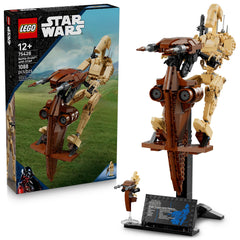 LEGO Star Wars Battle Droid on STAP assembly for immersive display.