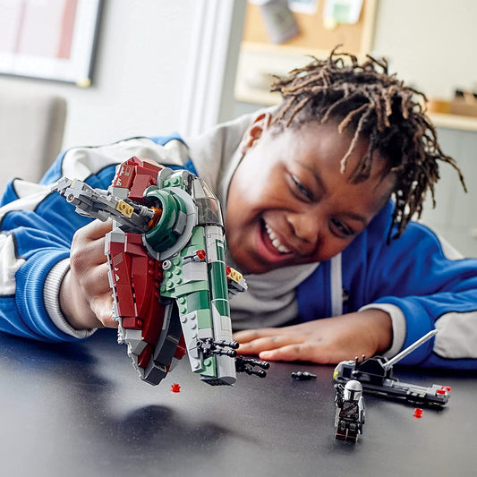 LEGO Star Wars Boba Fett Starship cockpit opens for minifigure access.