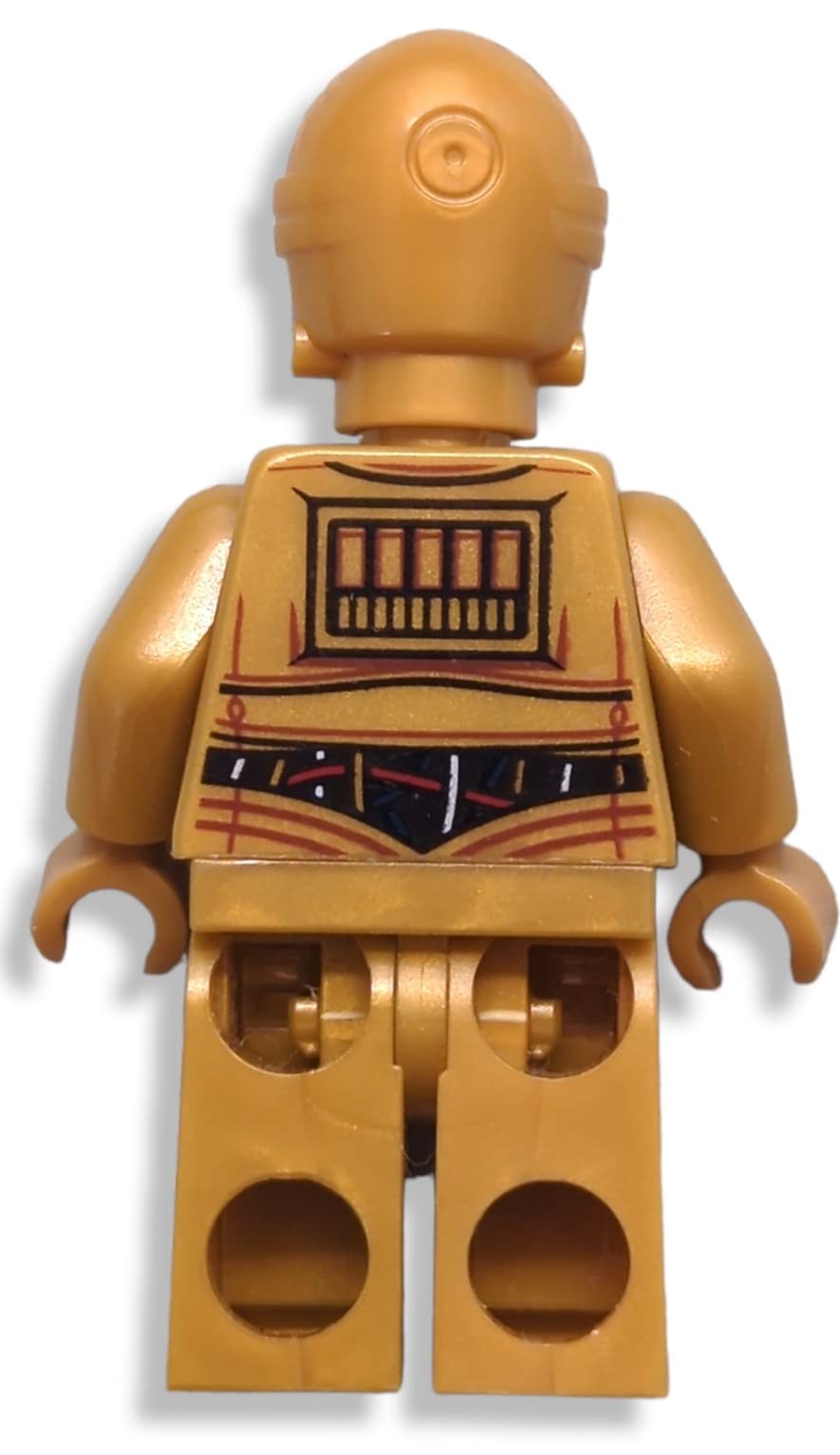 LEGO C-3PO head detail shows authentic sculpt for display.