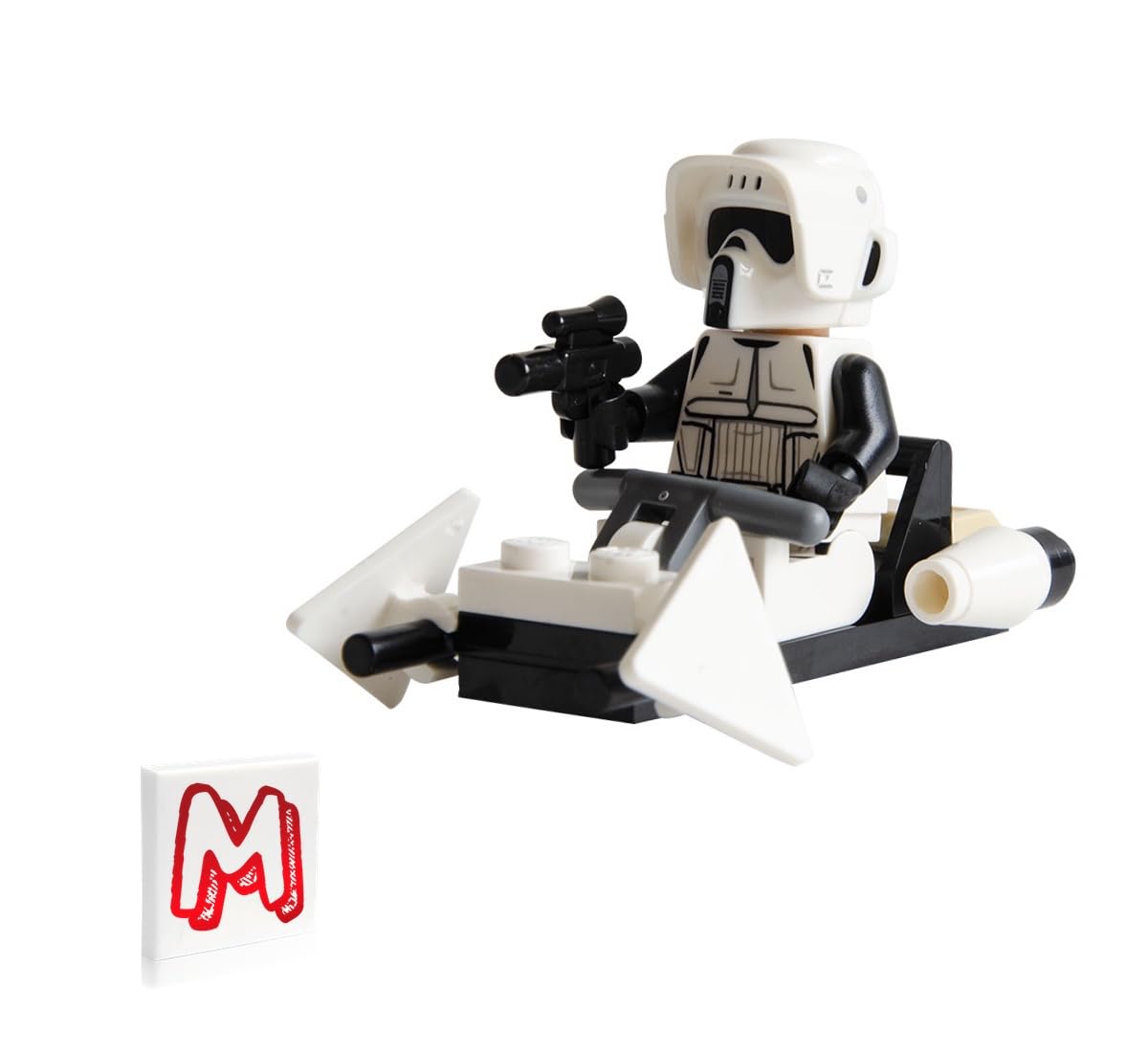 LEGO Star Wars Imperial Scout Trooper on speeder bike for dynamic action.