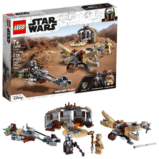 LEGO Star Wars Mandalorian speeder bike scene promotes imaginative play.