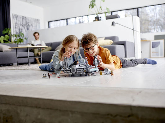 LEGO Star Wars Millennium Falcon interior details reveal cargo area and controls.