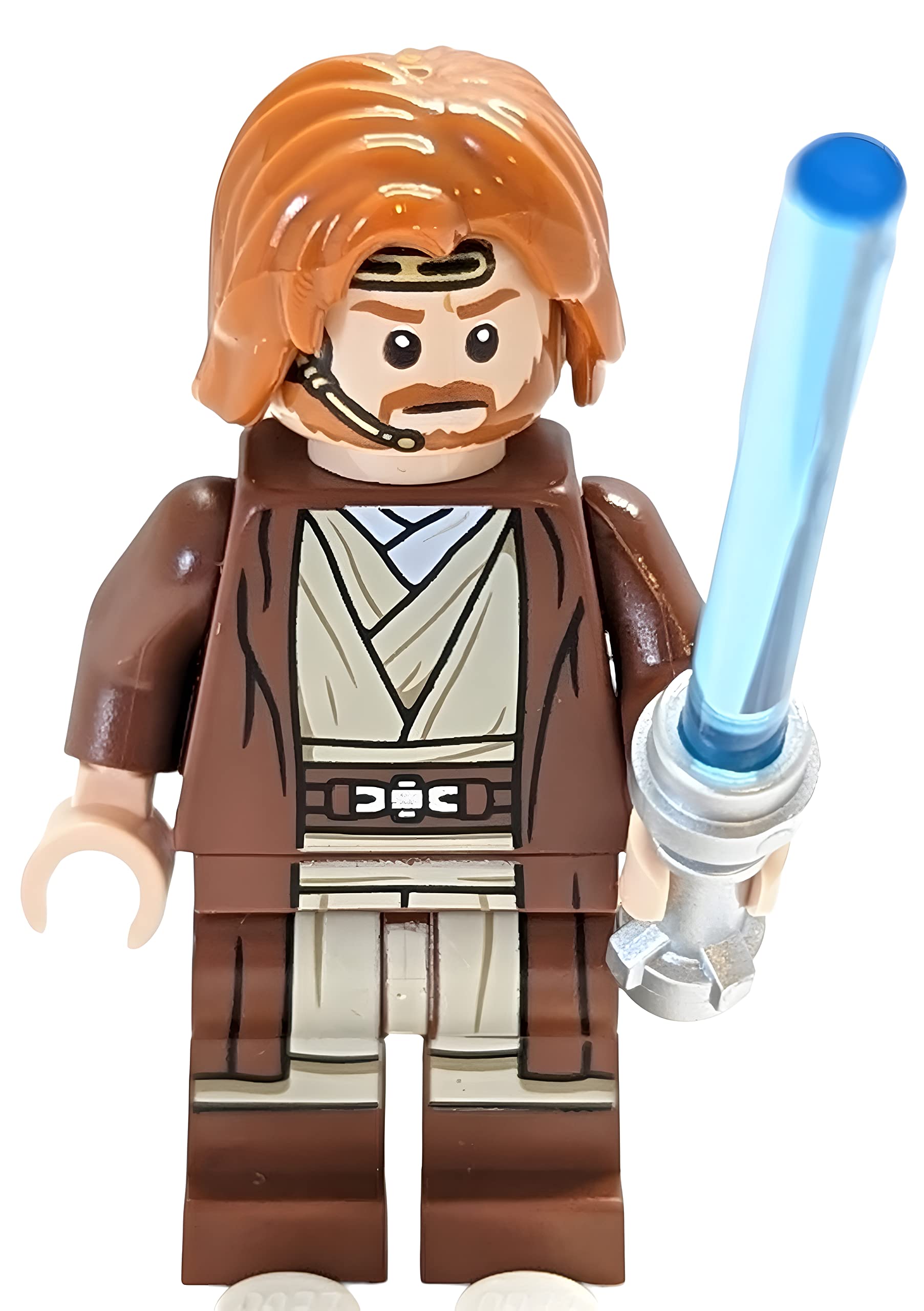 LEGO Star Wars Obi-Wan Kenobi mini figure in pose-ready stance, ideal for display shelves.