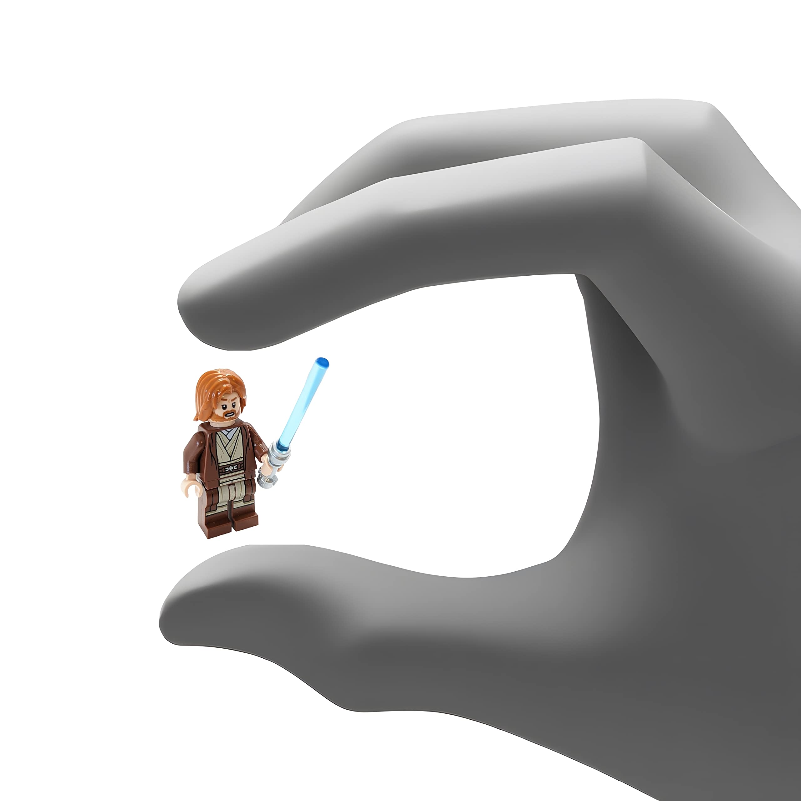 LEGO Star Wars Obi-Wan Kenobi figure with lightsaber, perfect for builds and storytelling.