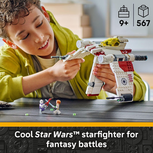 LEGO Star Wars V-19 Torrent Starfighter wing detail enabling flight and landing modes.