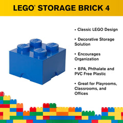 LEGO Storage Brick Blue close-up knob details highlight playful aesthetic.