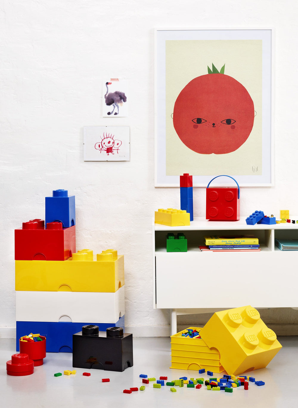 LEGO Storage Brick Blue lid on showcases organized small items.