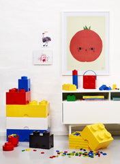 LEGO Storage Brick Blue lid on showcases organized small items.