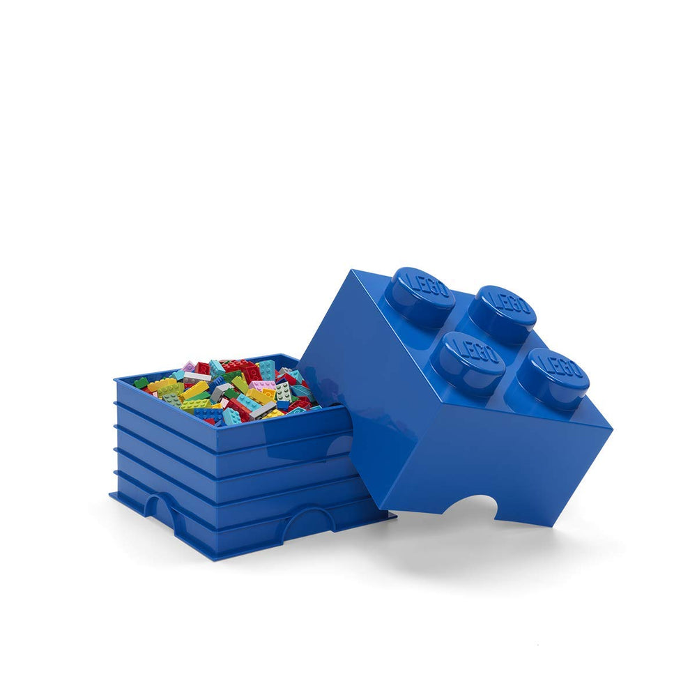 LEGO Storage Brick Blue stackable side view demonstrates compact modular storage.
