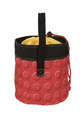 LEGO Storage Cinch Bucket Red cinch closure keeps bricks secure during transport