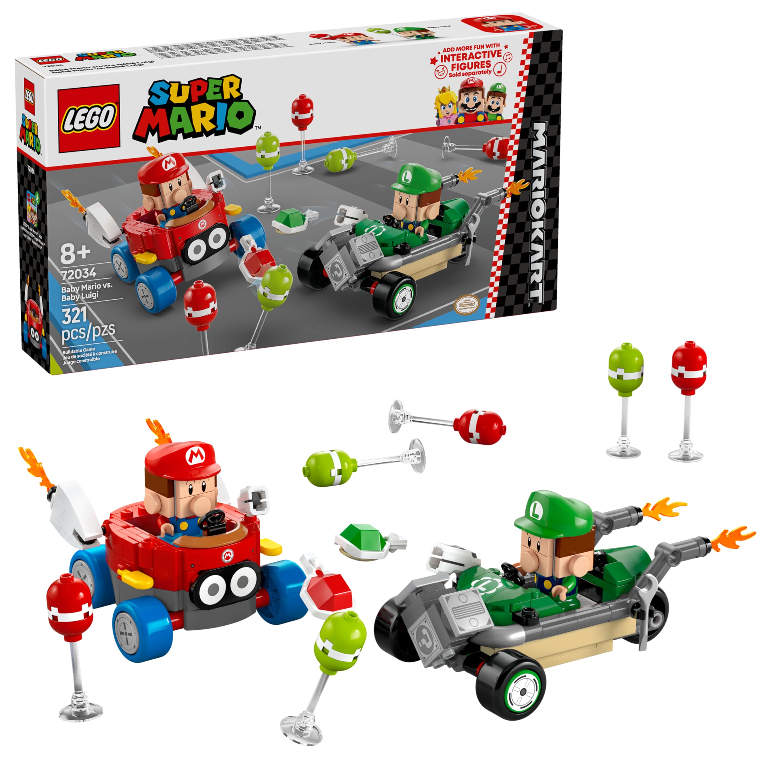 LEGO Super Mario Baby Mario in a Biddybuggy ready for action and imaginative play.
