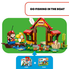 LEGO Super Mario boat fishing feature with belly screen rewards during play.
