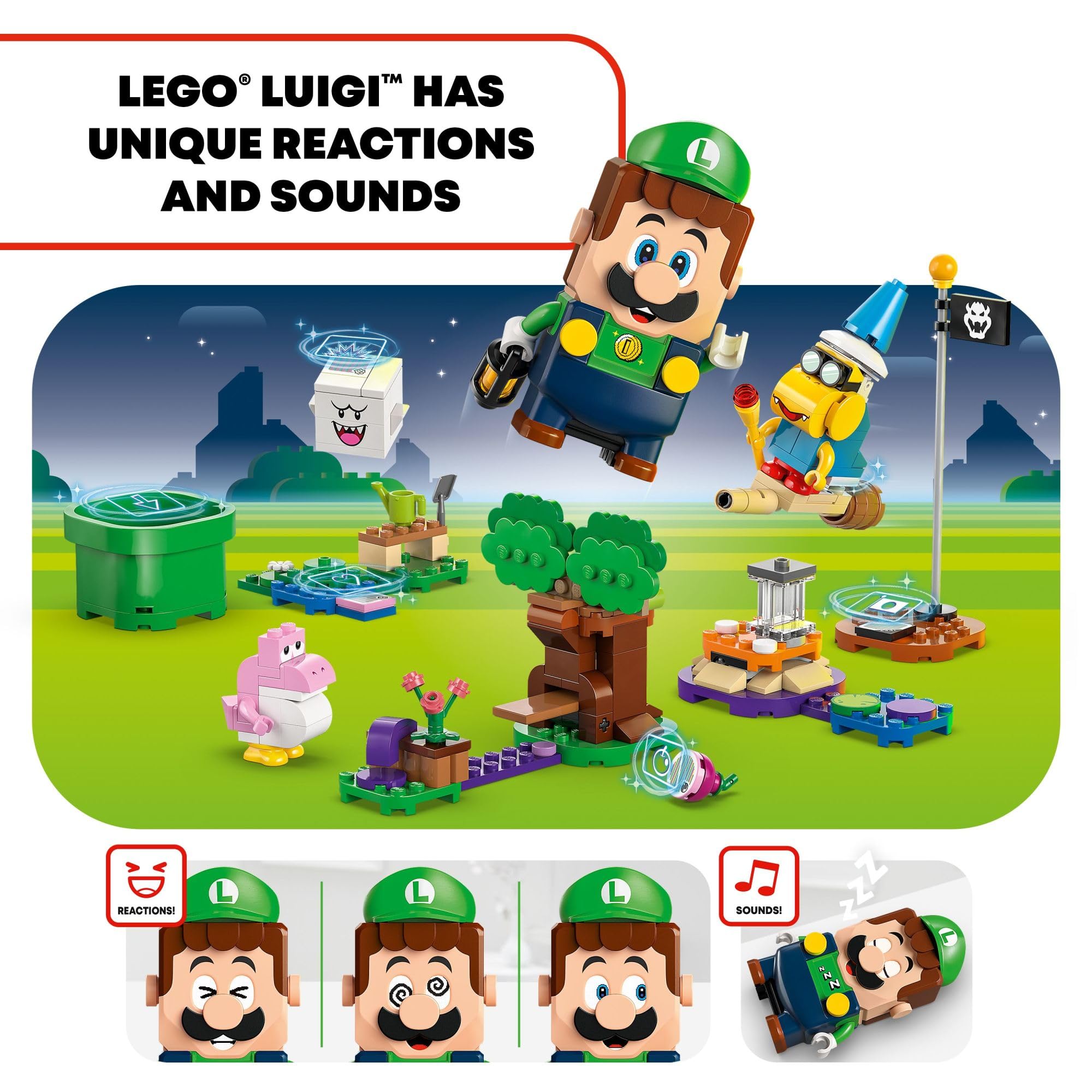 LEGO Super Mario Boo figure introduces spooky obstacles and puzzle play.