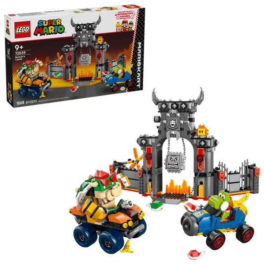 LEGO Super Mario Bowser’s Castle set with Bowser and Yoshi for action-packed pretend racing