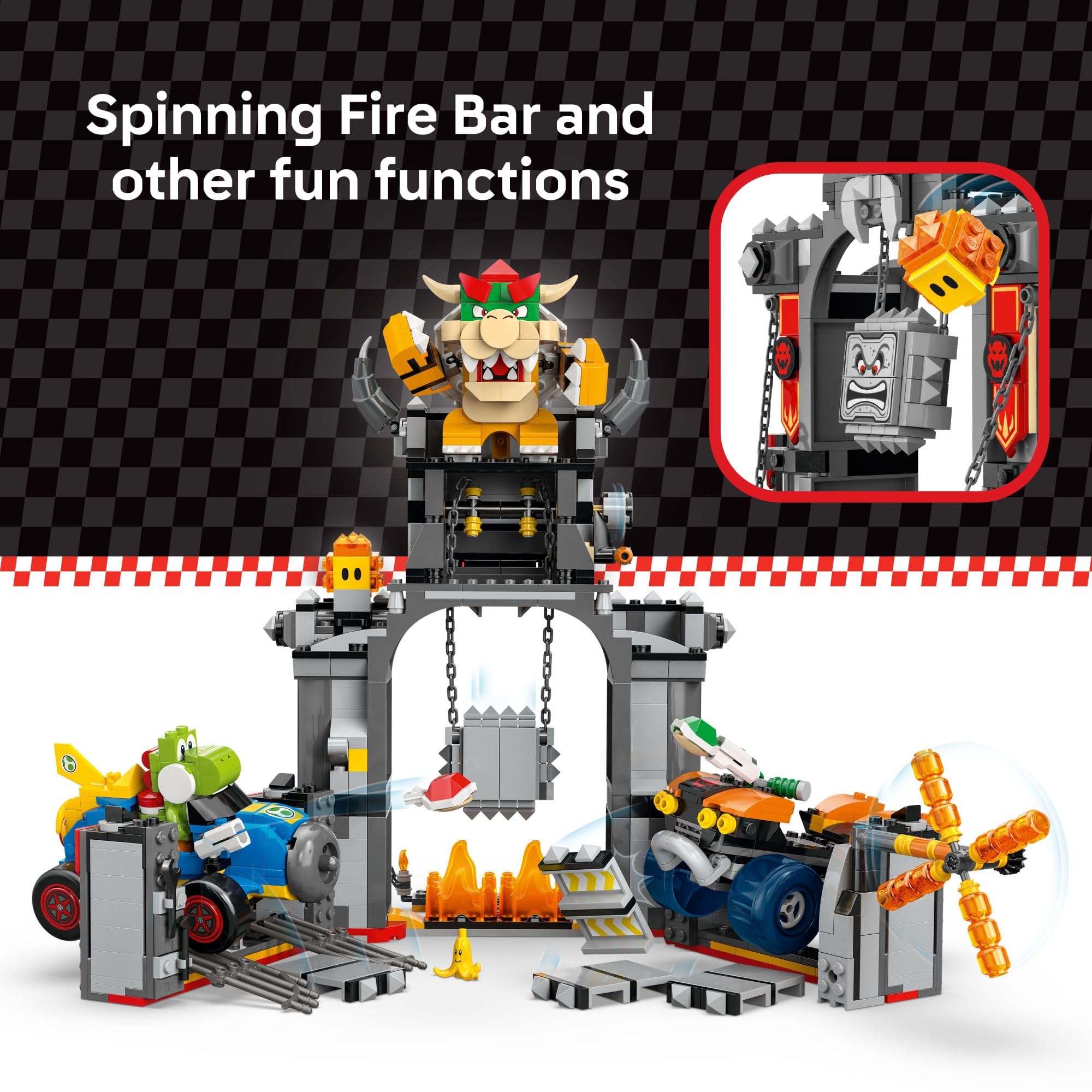 LEGO Bowser’s Castle Thwomp and Lava Bubble accents boost dramatic pretend play