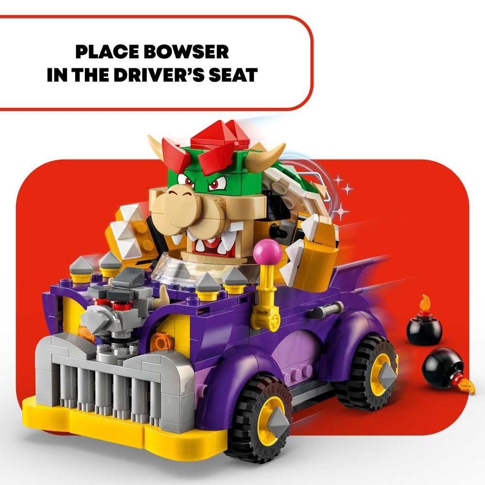 LEGO Super Mario Bowser hood ornament lever action adds dynamic play.