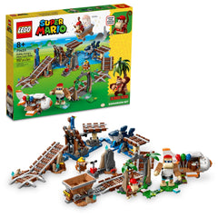 LEGO Super Mario Diddy Kong mine cart ride build scene for imaginative play
