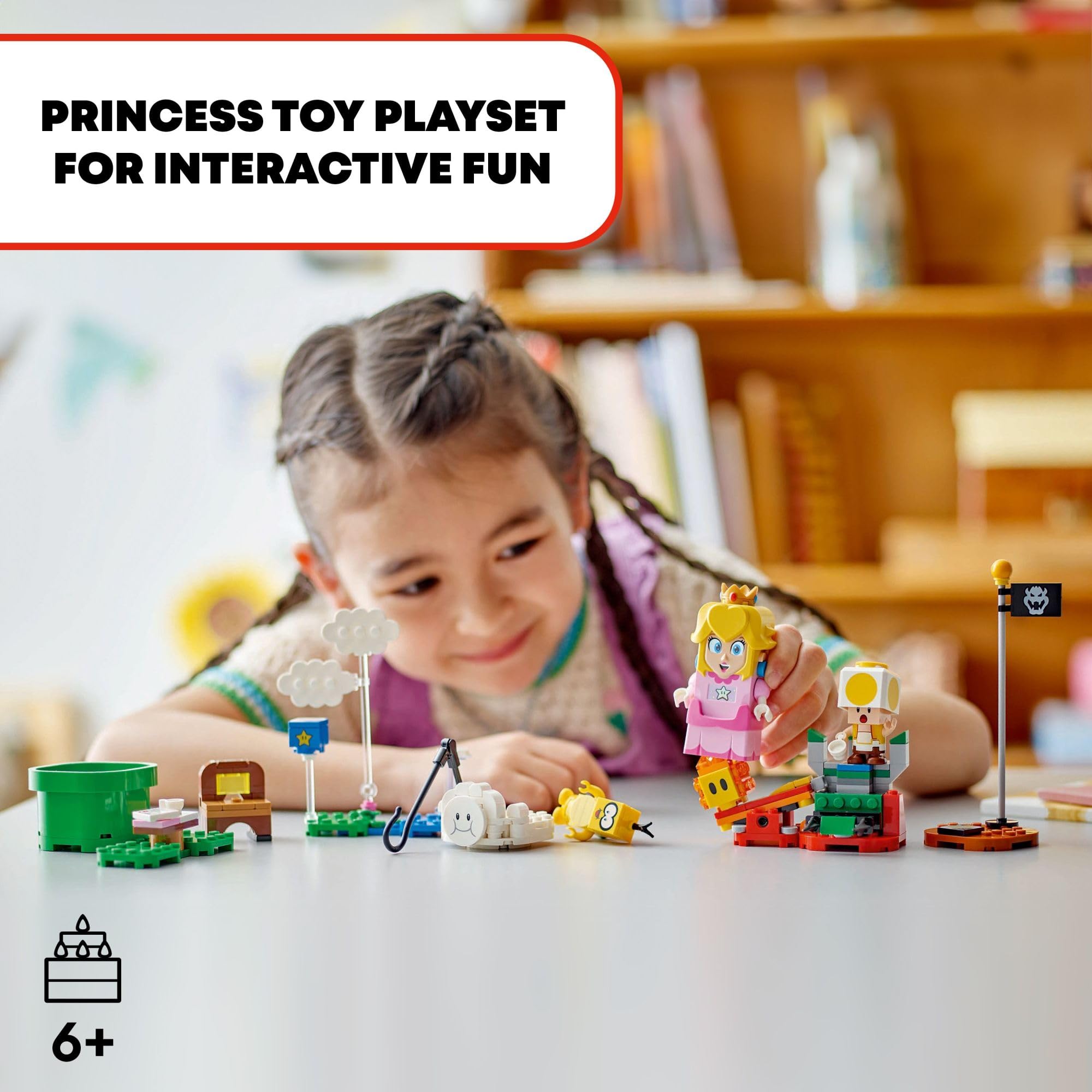 LEGO Super Mario Lakitu cloud enables dynamic level play and aerial scene setups.