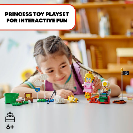 LEGO Super Mario Lakitu cloud enables dynamic level play and aerial scene setups.