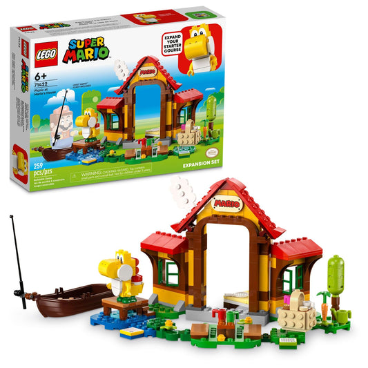 LEGO Super Mario Picnic at Mario's House shows a colorful home build for imaginative play.