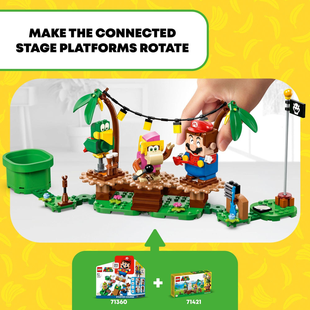 LEGO Super Mario rotating platforms invite kids to explore rhythm and stage tricks.