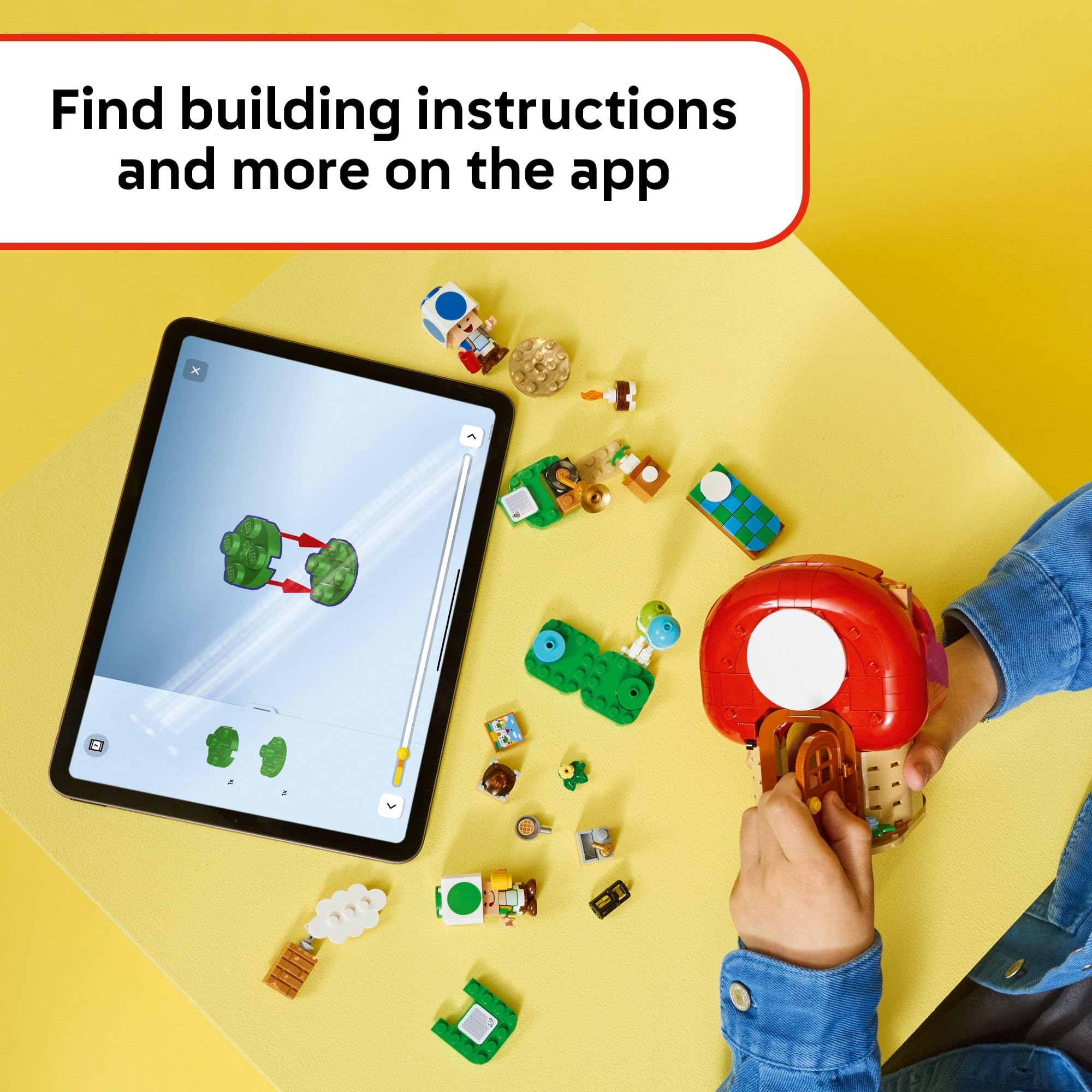 LEGO Super Mario Toads House with two Toad figures enhances cooperative play.
