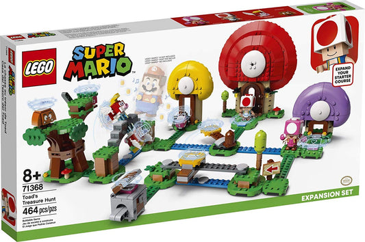 LEGO Super Mario Toad’s Treasure Hunt front view with colorful bricks for imaginative play