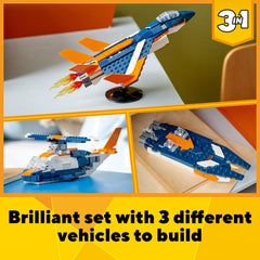 LEGO Supersonic Jet helicopter model with rotating blades for aerial play