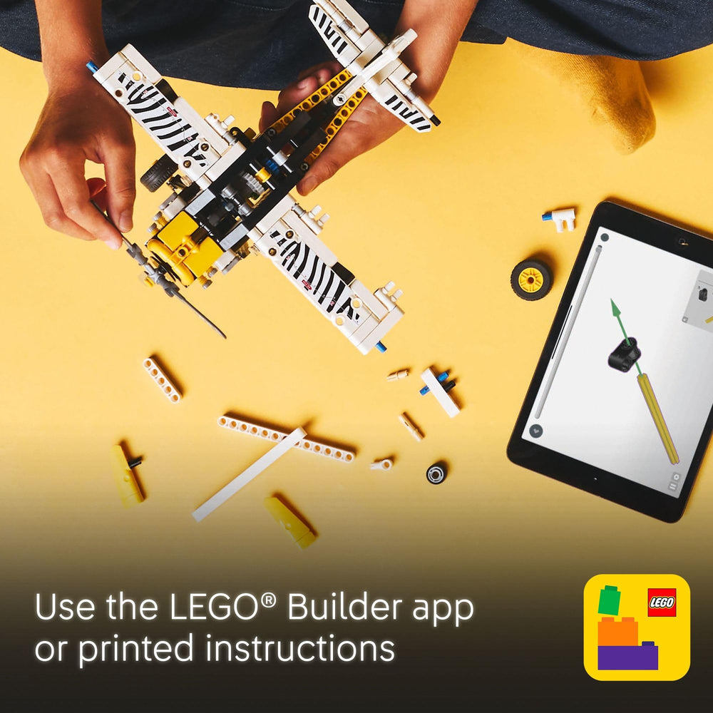 LEGO Technic Bush Plane model overview helps visualize assembly steps and play later