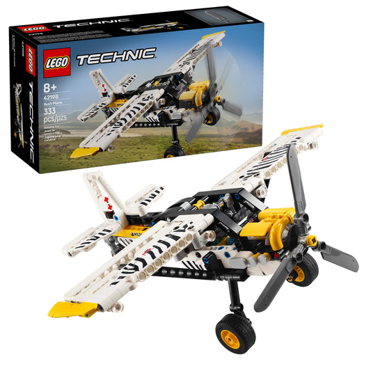 LEGO Technic Bush Plane propeller spins for dynamic pretend-flight play