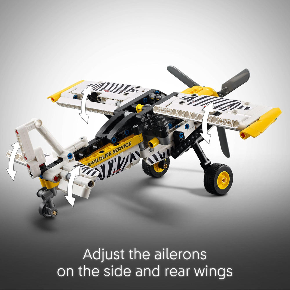 LEGO Technic Bush Plane zebra-print design highlights wildlife conservation storytelling