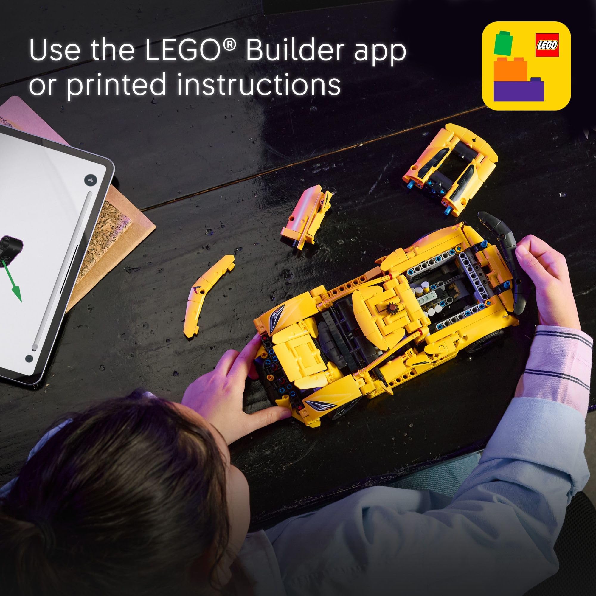LEGO Technic Corvette Stingray assembly process inspires creative building