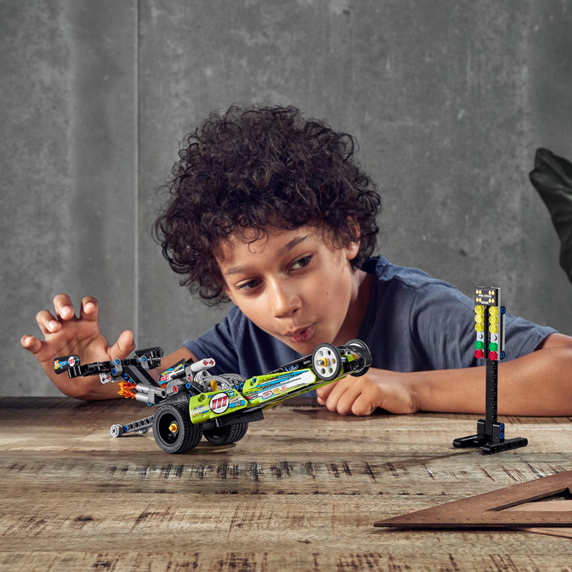 LEGO Technic Dragster wheelie bar for dramatic stunts.
