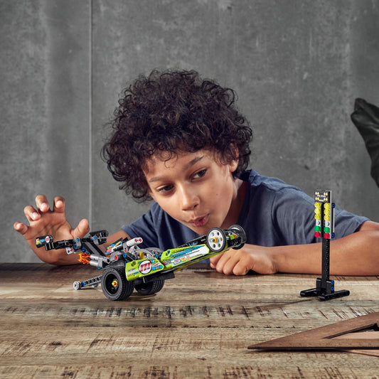 LEGO Technic Dragster wheelie bar for dramatic stunts.