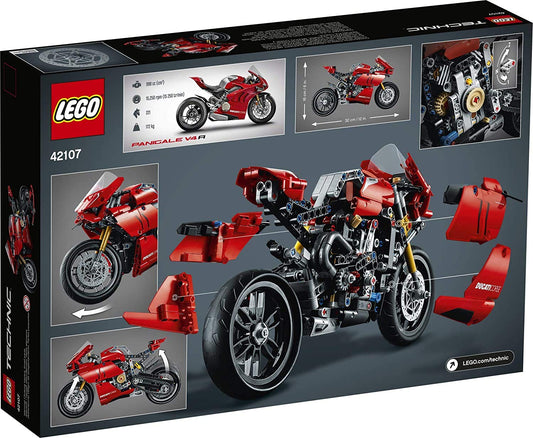 LEGO Technic Ducati Panigale V4 R 42107 front suspension enables realistic movement.