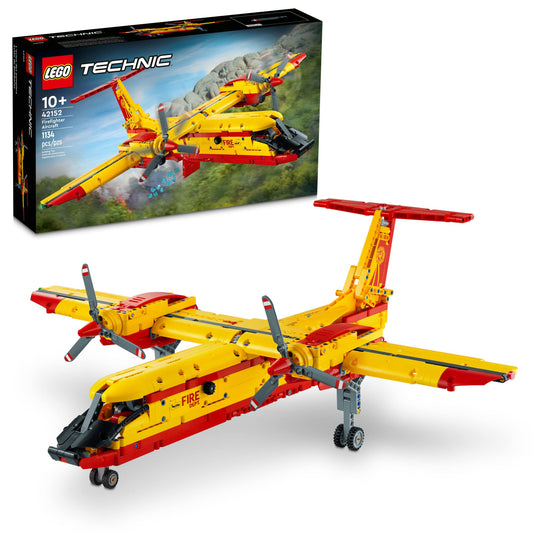 LEGO Technic Firefighter Aircraft propeller spin for immersive firefighting play.