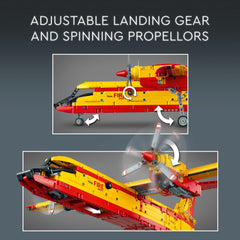 LEGO Technic Firefighter Aircraft water hatch opens to simulate dropping water.