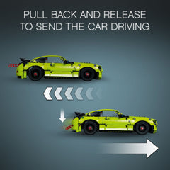 LEGO Technic Ford Mustang Shelby GT500 in green and white color for eye-catching display