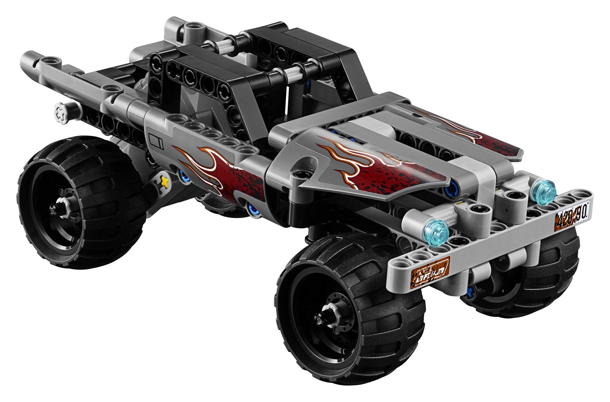 LEGO Technic Getaway Truck 42090 rear view reveals chunky tires for high-traction action