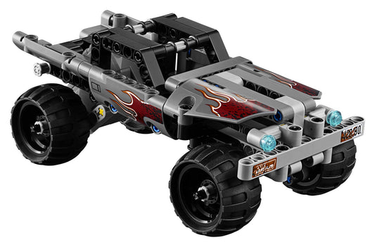 LEGO Technic Getaway Truck 42090 rear view reveals chunky tires for high-traction action