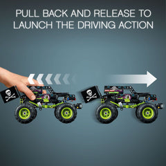 Giant tires give dramatic stance and stable stunts
