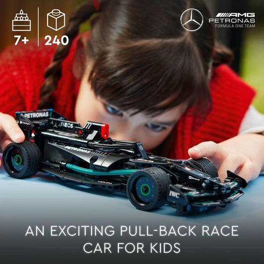 LEGO Technic Mercedes-AMG F1 W14 E pull-back car side view with authentic livery