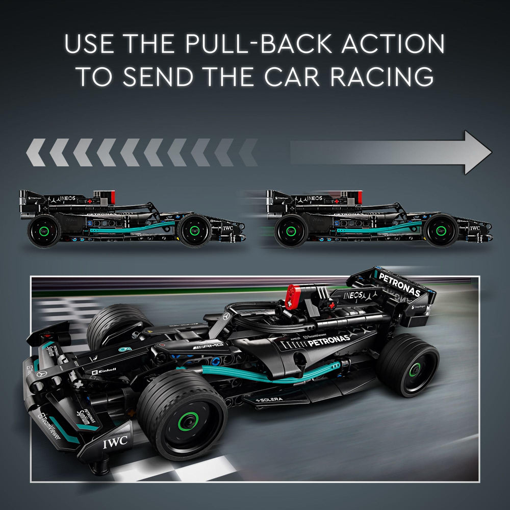LEGO Technic Mercedes-AMG F1 W14 E pull-back car sticker details showcase branding