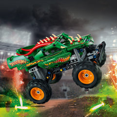 LEGO Technic Monster Jam Dragon Truck pull-back action enables speedy races.