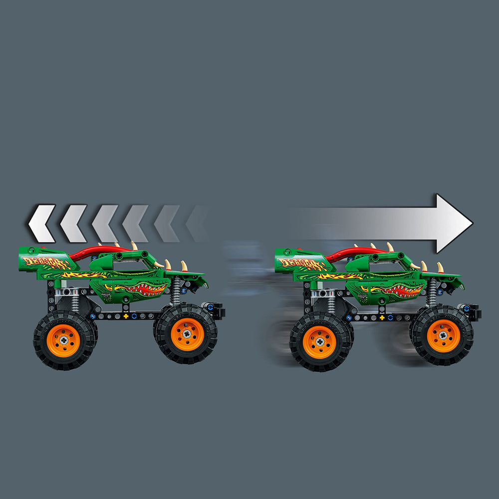 LEGO Technic Dragon Truck rebuilt into Crocodile Buggy for off-road fun.