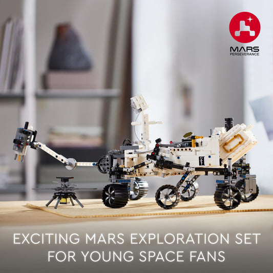 LEGO Technic NASA Mars Rover Perseverance chassis view for practical STEM building.
