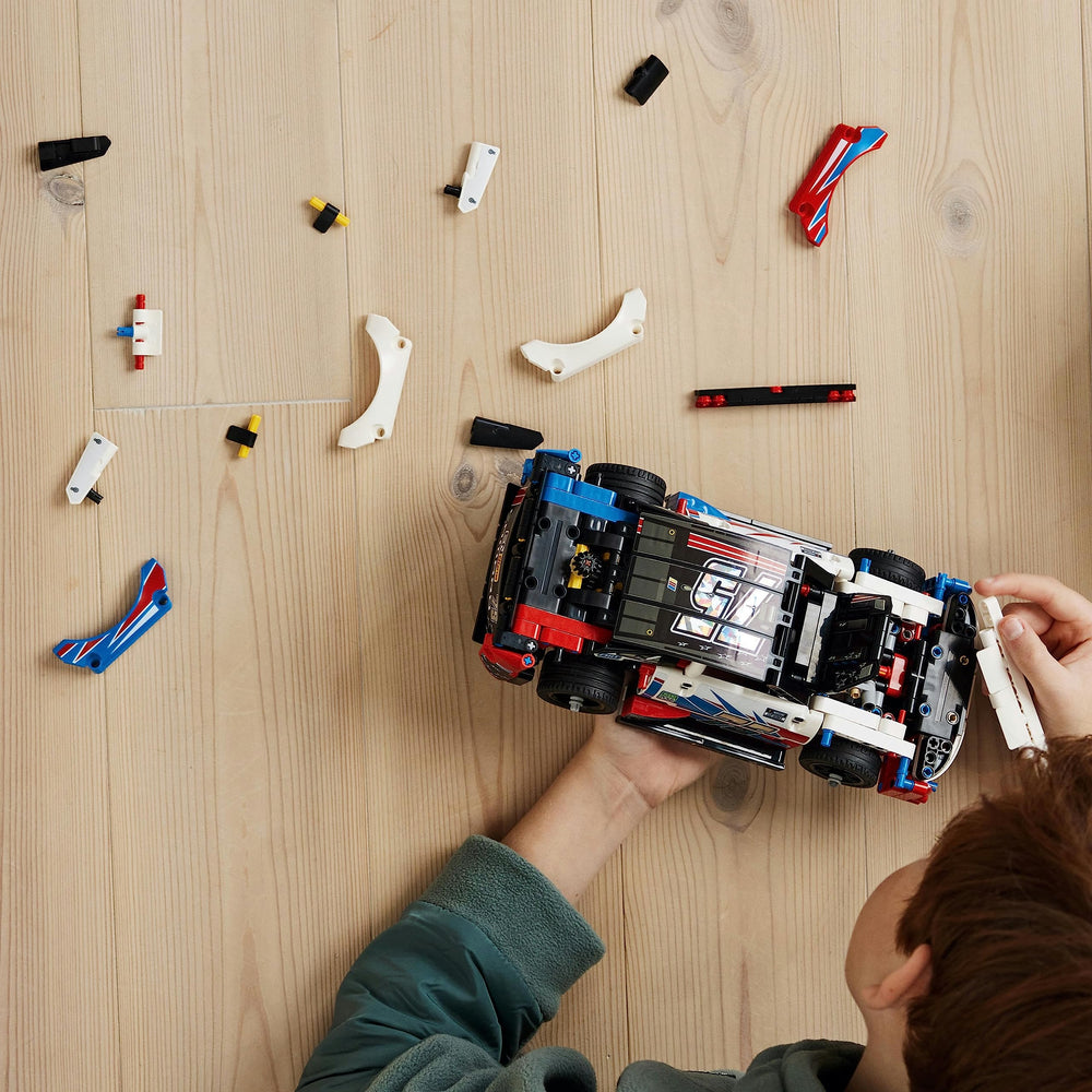 LEGO Technic NASCAR Camaro ZL1 model build-in-app supports guided assembly.